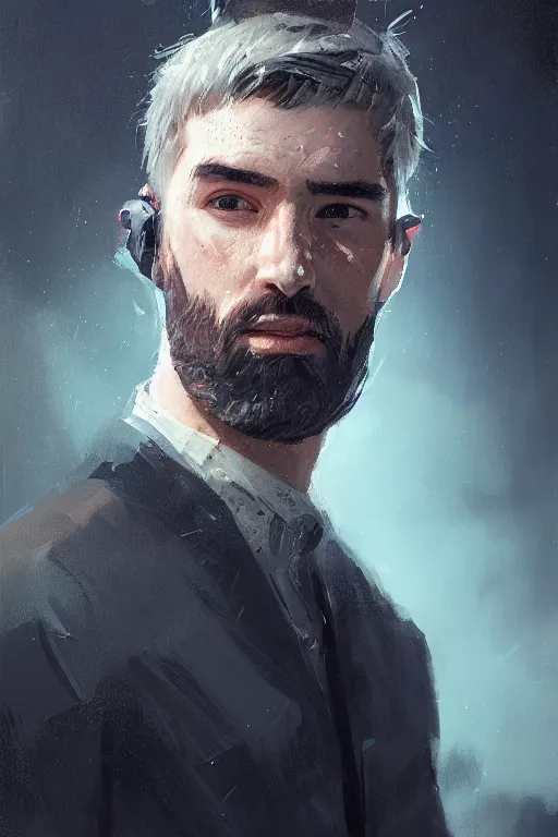 Image similar to a fancy portrait of Seán William McLoughlin by Greg Rutkowski, Sung Choi, Mitchell Mohrhauser, Maciej Kuciara, Johnson Ting, Maxim Verehin, Peter Konig, 8k photorealistic, cinematic lighting, HD, high details, atmospheric,