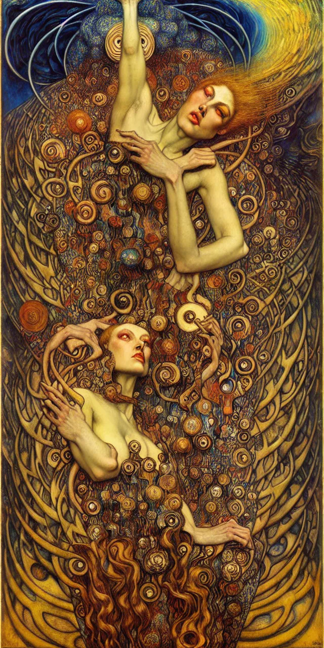 Image similar to Divine Chaos Engine by Karol Bak, Jean Delville, William Blake, Gustav Klimt, and Vincent Van Gogh, symbolist, visionary