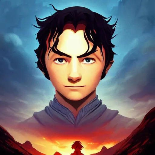 Image similar to face icon stylized minimalist the lord of the rings : the fellowship of the ring 2 0 0 1, loftis, cory behance hd by jesper ejsing, by rhads, makoto shinkai and lois van baarle, ilya kuvshinov, rossdraws global illumination