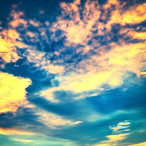 Prompt: photograph of the sky, taken with an iphone, nostalgic, beautiful, sunset, clouds