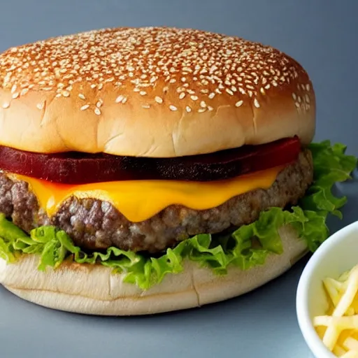 Image similar to cheeseburger overflowing with cheese