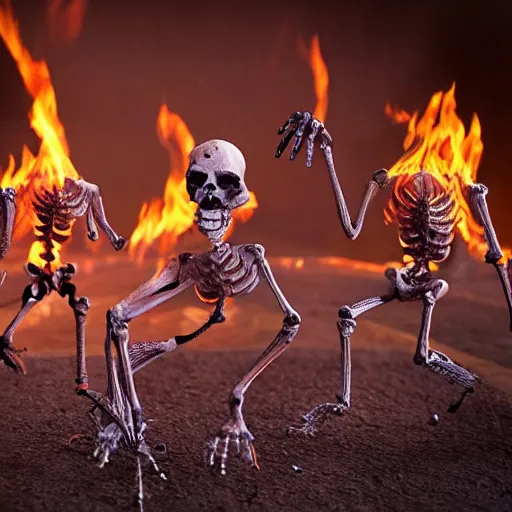 Prompt: Flaming Skeletons