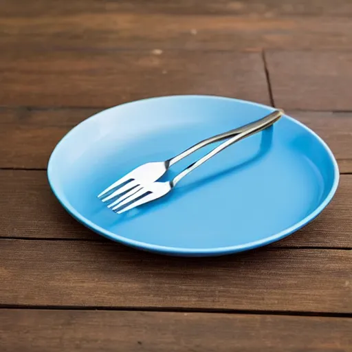 Prompt: blue steamy fork versus crimson futuristic fork