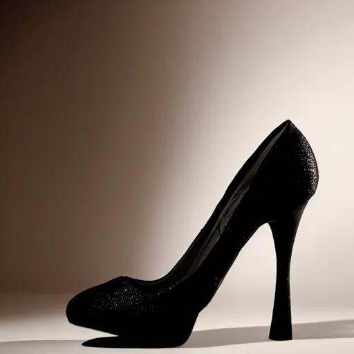 Prompt: high heel shoes made by phillip stark, highly detailed, studio lighting