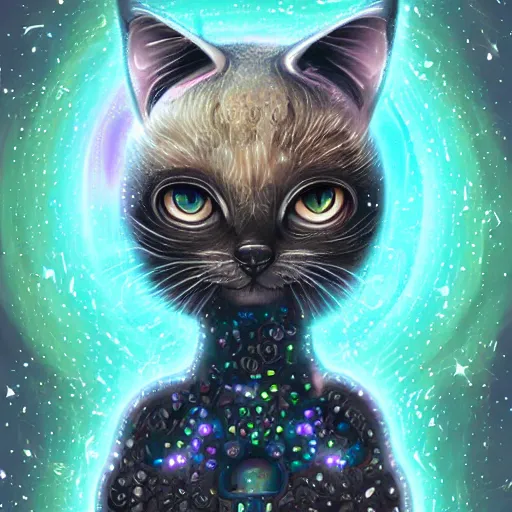 Image similar to a cute galactic alien kitten, hyper detailed, digital art