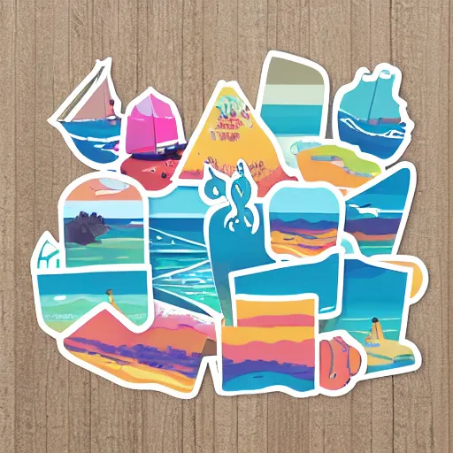 Image similar to coastal summer vacation icon sticker set
