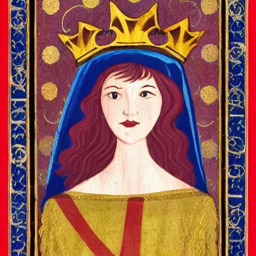 Image similar to beautiful young medieval queen by violet oakley