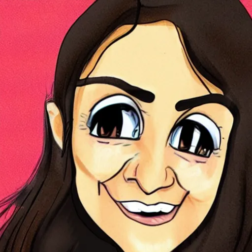 Image similar to Cartoon caricature of Nina Dobrev, silly