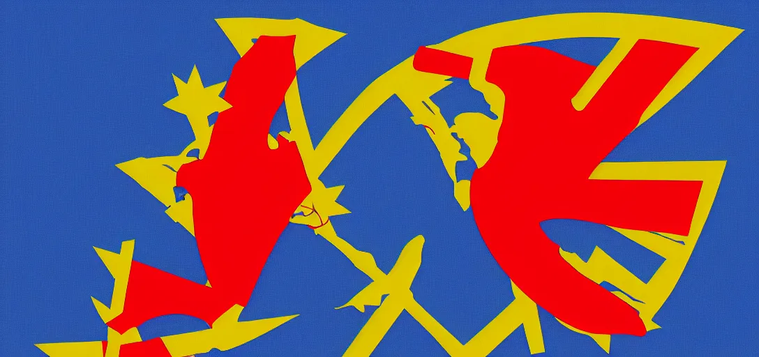 Image similar to winning flag design for communist European Union, hammer and sickle design, reddit vexillology, 8K, legacy, bright future