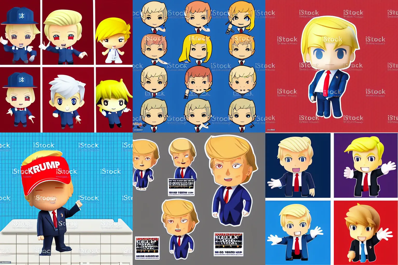 Prompt: donald trump, an anime nendoroid of donald trump figurine, vector art sticker design