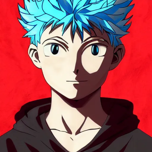 Image similar to a portrait of killua from hunter x hunter, soviet art, anime, revolution, red, digital art