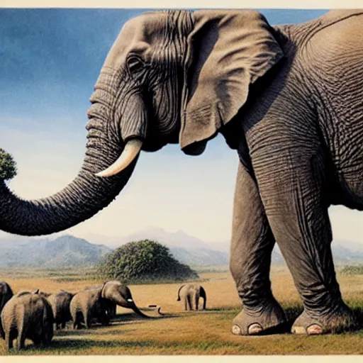 Prompt: a giant elephant machine, 8 k, ultra _ realistic, art by alan lee