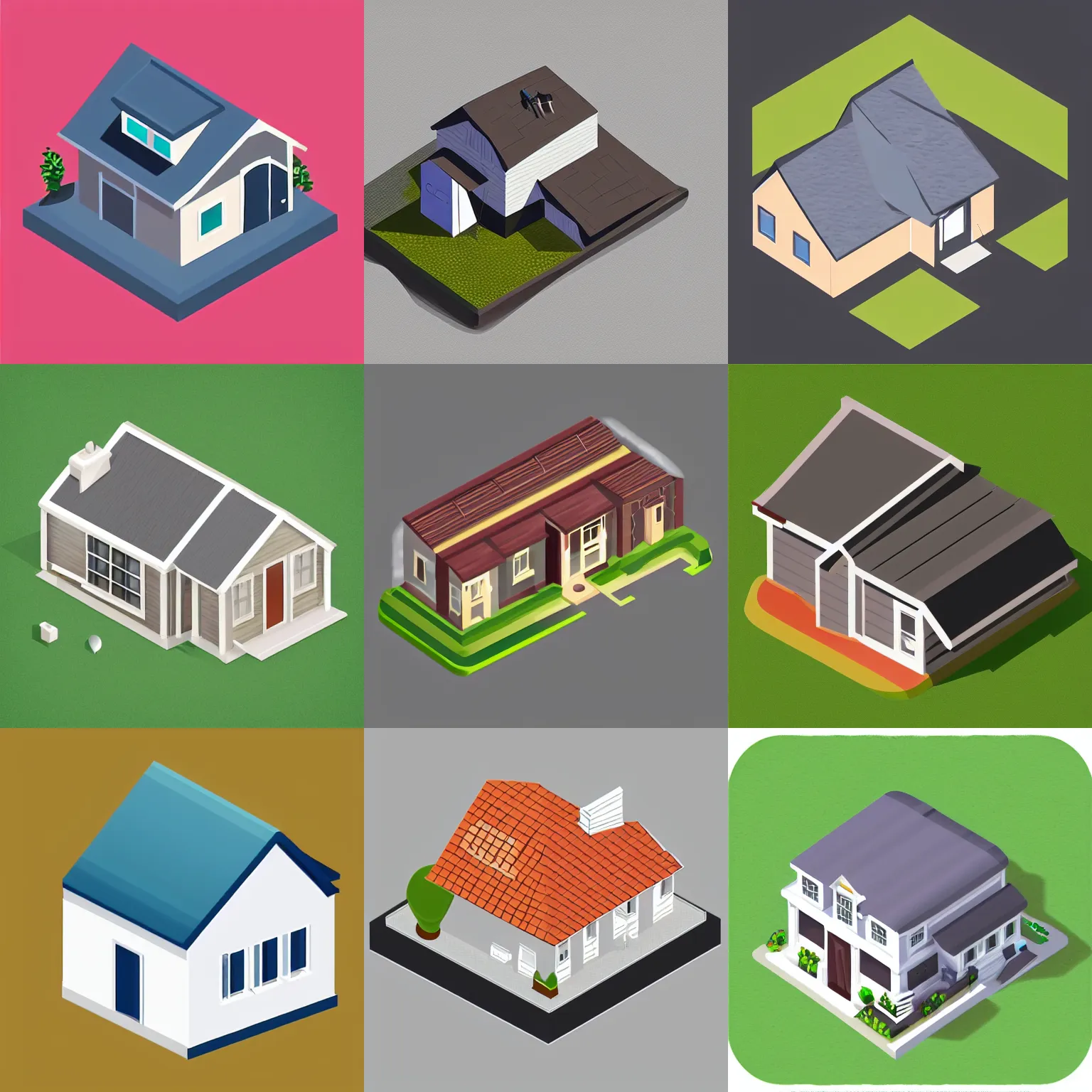Prompt: webdesign icon for gambrel roof house, isometric