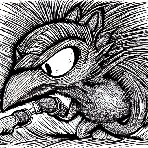 Image similar to low angle shot of Sonic the Hedghehog, ink drawing by Robert Crumb, intricate, elegant, highly detailed, centered, digital painting, artstation, concept art, smooth
