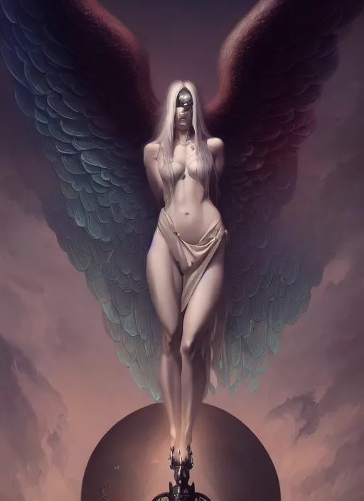 Image similar to peter steele as an angel, backround dark, highly detailed, digital illustration, trending in artstation, modern painting, smooth, sharp focus, intricate, by peter mohrbacher