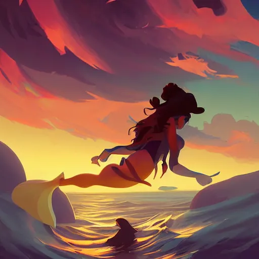 Image similar to painting mermaid treasure on sea of thieves game avatar hero smooth face median photoshop filter cutout vector, behance hd by jesper ejsing, by rhads, makoto shinkai and lois van baarle, ilya kuvshinov, rossdraws global illumination