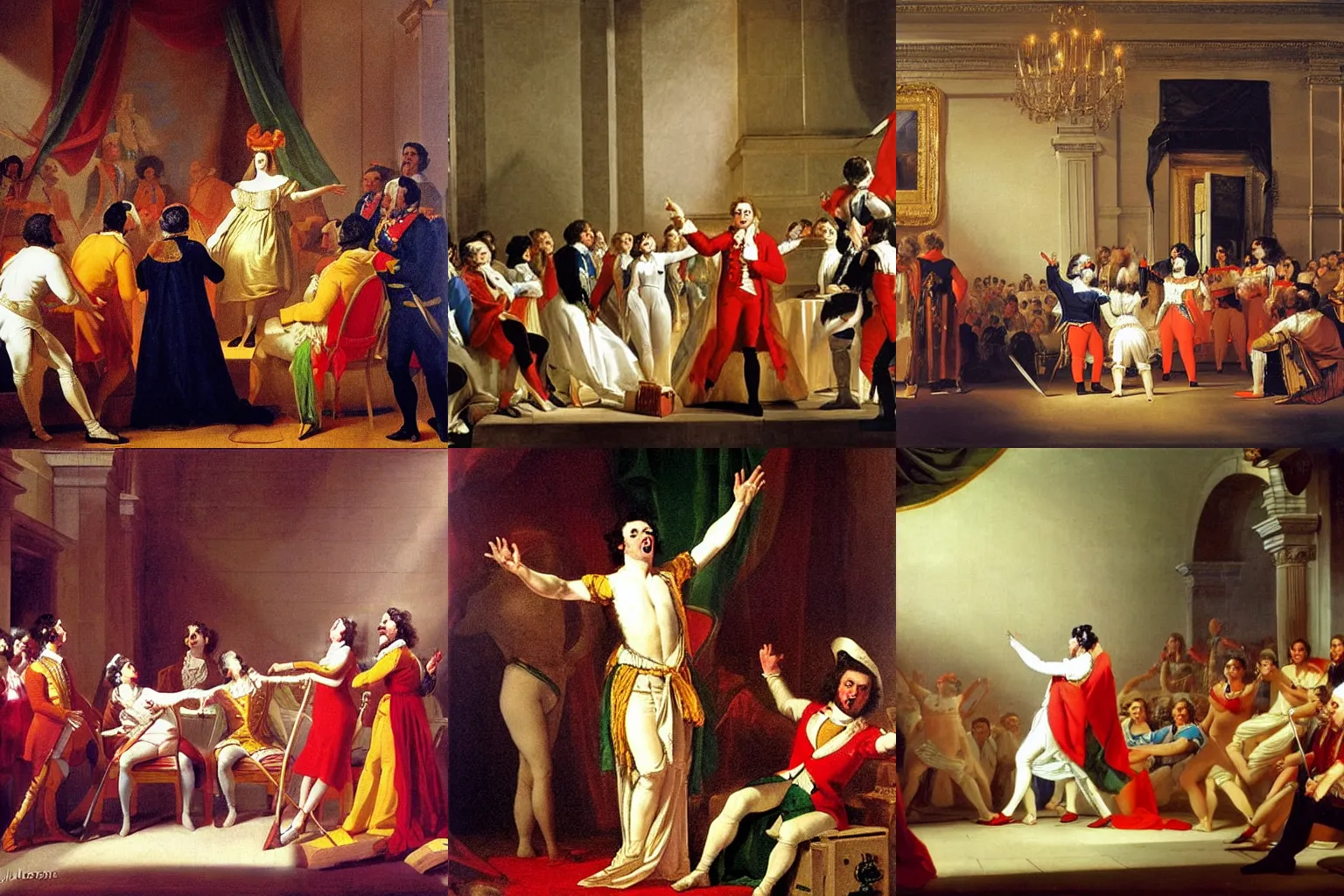 Prompt: A 1782 Eurovision stage performance by Malta, oil painting by Jacques Louis David