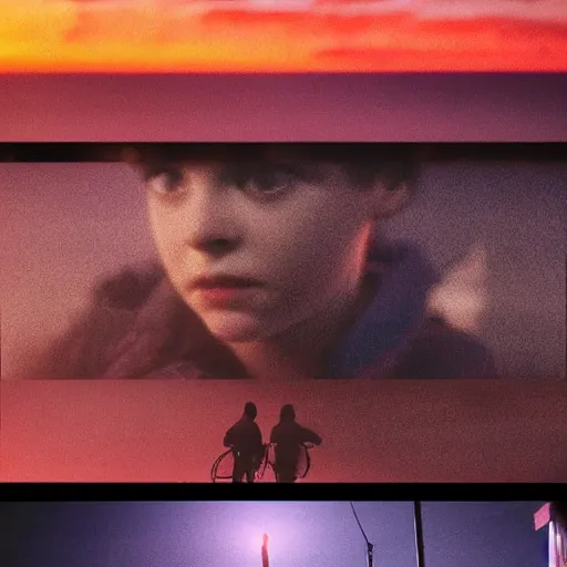 Prompt: a beautiful sunset but in stranger things