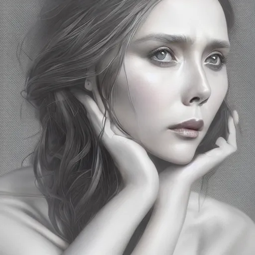 Image similar to ultra realistic illustration, elizabeth olsen, intricate, elegant, highly detailed, digital painting, artstation, concept art, smooth, sharp focus, illustration, art by artgerm and greg rutkowski and alphonse mucha