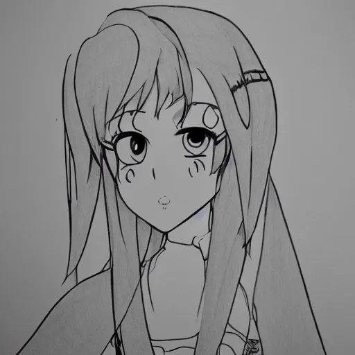 Prompt: Lineart drawing of Hiku