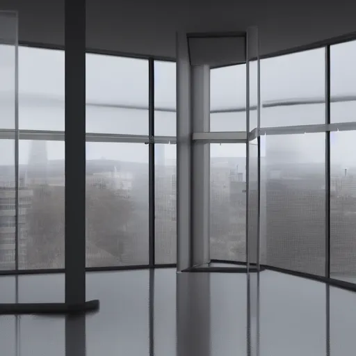 Image similar to brutalist corporate executive offcie room interior design concept big windows minimalist furnitrue by martyn lawrence bullard design high quality ultra realistic 8 k