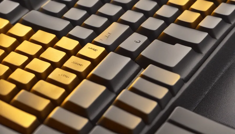 Image similar to a keyboard made of gold, 4k photography,