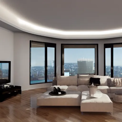 Prompt: large penthouse, luxury, 3d render, blender, floorplan