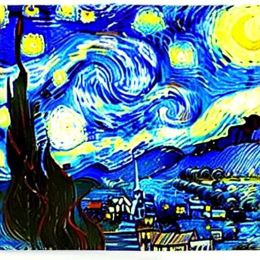 Prompt: starry night in rio de janeiro by van gogh