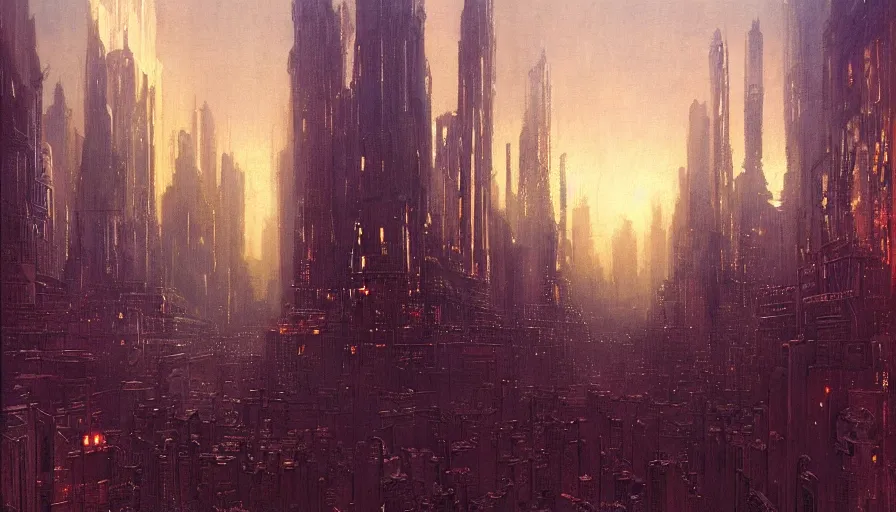 Image similar to city of golden shadows, intricate detailed painting, cityscape, john harris, reflective lighting