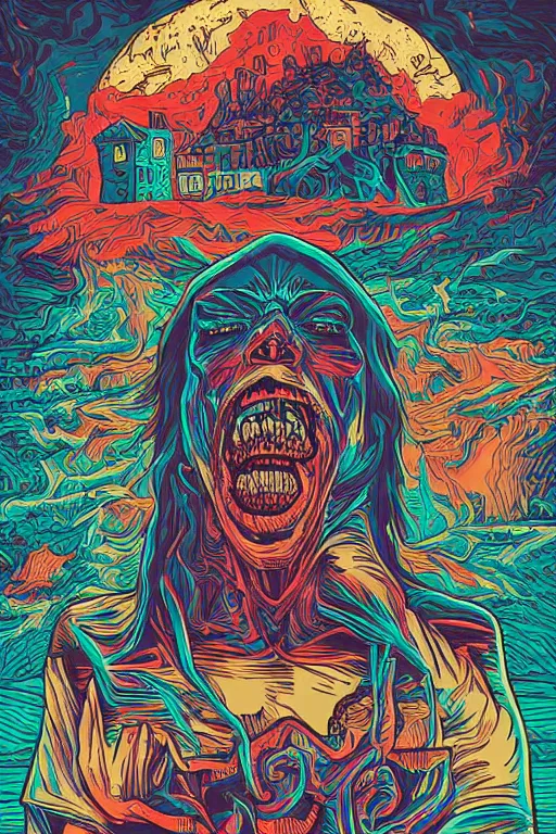 Image similar to twisting faces full of pain pleasure fear love joy and agony, by dan mumford