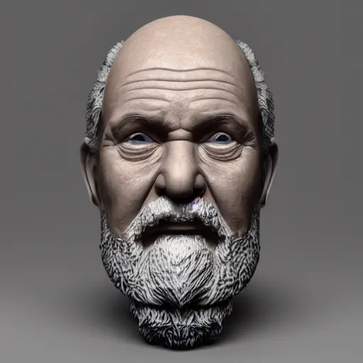 Image similar to clay sculture of an old man portrait, highly detailed, octane render, unreal engine, 4k, studio lighting