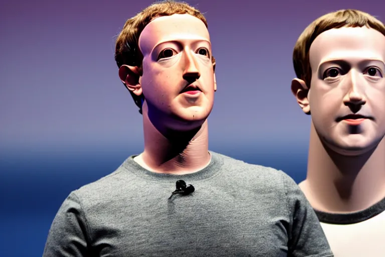 Image similar to mark Zuckerberg mannequin pretending to be human