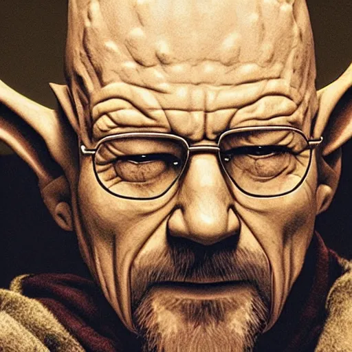 Prompt: Walter white as Yoda 4k detailed super realistic