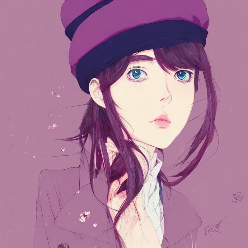 Image similar to girl wearing a beret, very anime!!! anime!! intricate details, aesthetically pleasing pastel colors, art by conrad roset and ilya kuvshinov