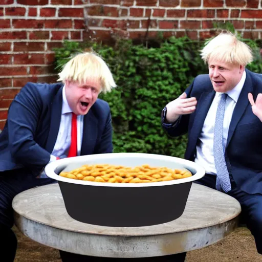 Image similar to Boris Johnson in a bathtub full of baked beans