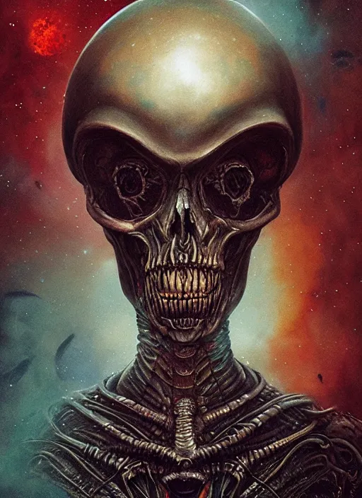 Image similar to alien flying saucer tarot card,highly detailed,half skull face,cinematic,8k,by Stanley Artgermm,Tom Bagshaw,Greg Rutkowski,Carne Griffiths, Ayami Kojima, Beksinski, Giger,trending on DeviantArt,hyper detailed,horror, full of colour