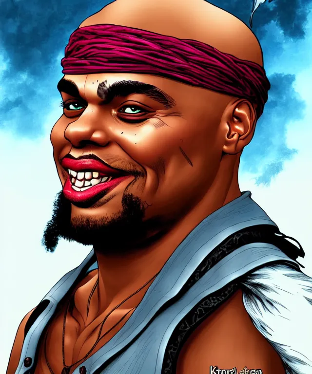 Image similar to fantasy comic style portrait of ( 1 9 9 2 charles barkley ) as a pirate, digital illustration by ken taylor and sana takeda, hd, 4 k, intricate, highly detailed!!, character design, cover art, award winning