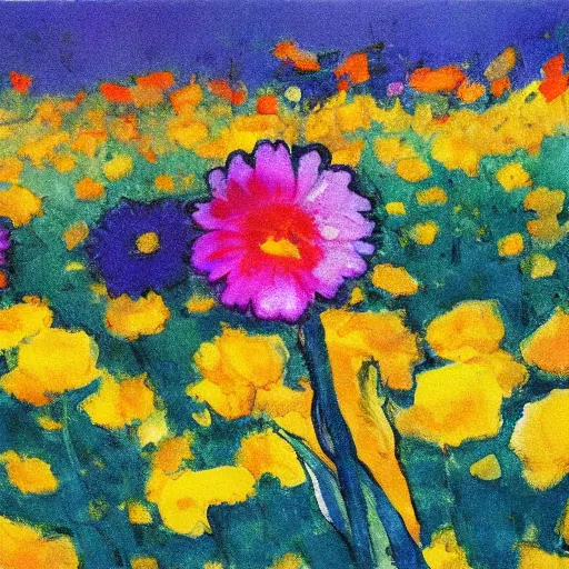 Prompt: painting of a corn flower by Emil Nolde