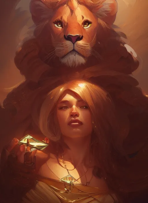 Prompt: simba, d & d, fantasy, intricate, elegant, highly detailed, digital painting, artstation, concept art, matte, sharp focus, illustration, hearthstone, art by artgerm and greg rutkowski and alphonse mucha