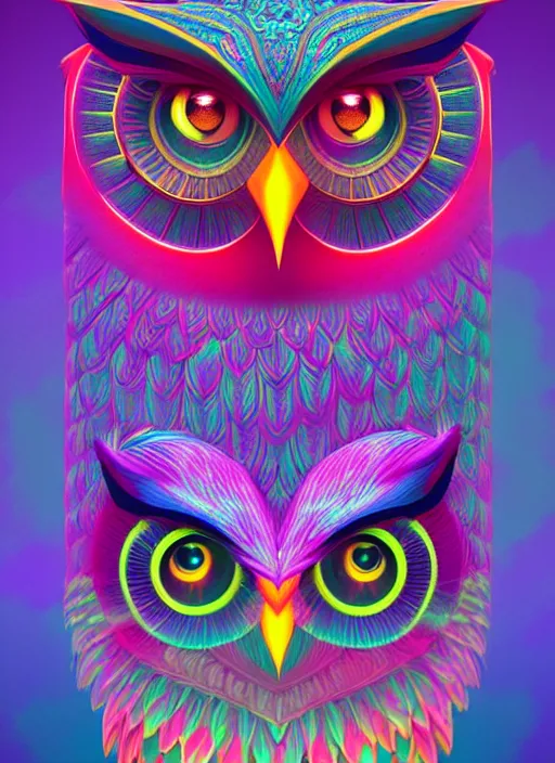 Image similar to symmetry!! product render poster vivid colors divine proportion owl, divine, glowing fog intricate, elegant, highly detailed, digital painting, artstation, concept art, smooth, sharp focus, illustration,