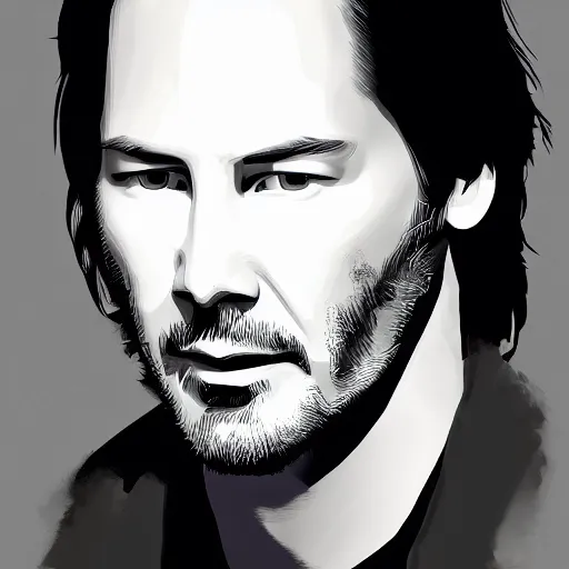 Prompt: young Keanu Reeves illustrated by bijou karman, detailed, 4k