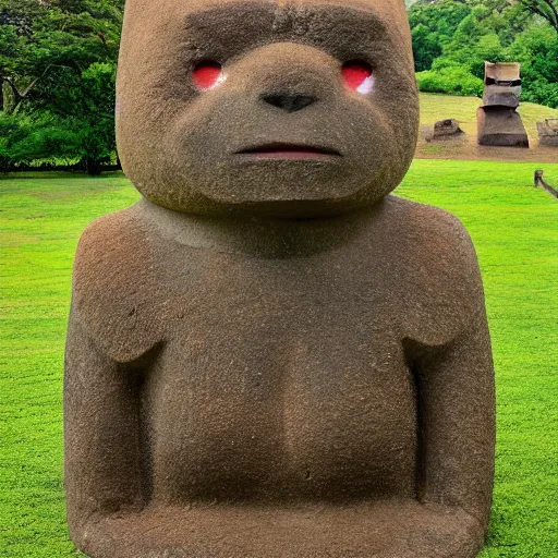 Image similar to pikachu as a moai statue, portrait photo