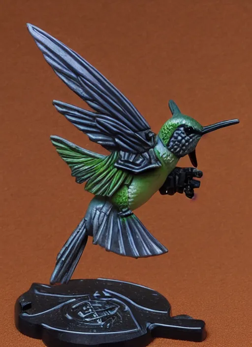 Image similar to 8 0 mm resin detailed miniature of a warhammer 4 0 k hummingbird, product introduction photos, 4 k, full body,