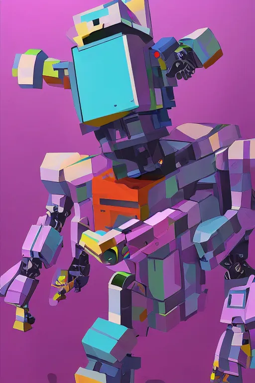 Image similar to cubist battle robot cutout digital illustration cartoon colorful beeple