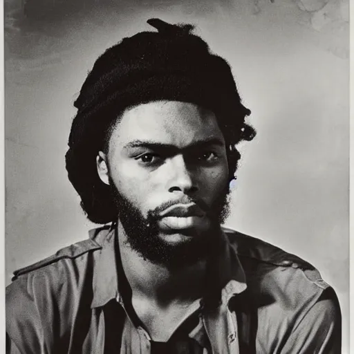 Image similar to Portrait of Jaylen Brown, Jaylen Brown as Che Guevara, Guerilla Heroico, Black and White, Photograph by Alberto Korda, inspiring, dignifying, national archives