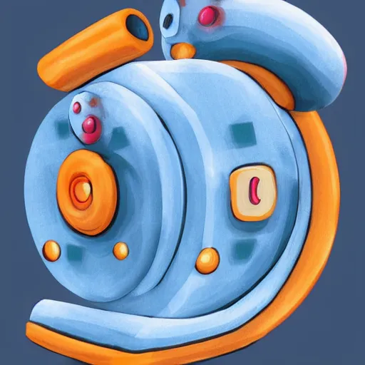 Prompt: a cute chubby cannon, stylized, hand painted, digital art, blue scheme, mobile game