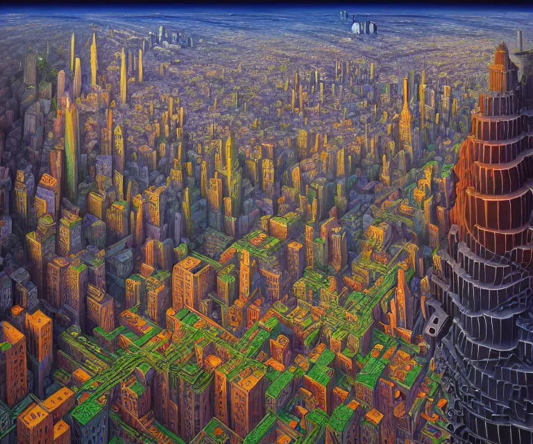 Image similar to hyper detailed 3d render like a Oil painting - a giant moridly obese man crushing a helpless city under his feet, despair, depressing and hopeless vibe, by Jacek Yerka, Mariusz Lewandowski, Houdini algorithmic generative render, Abstract brush strokes, Masterpiece, Edward Hopper and James Gilleard, Zdzislaw Beksinski, Mark Ryden, Wolfgang Lettl, hints of Yayoi Kasuma, octane render, 8k