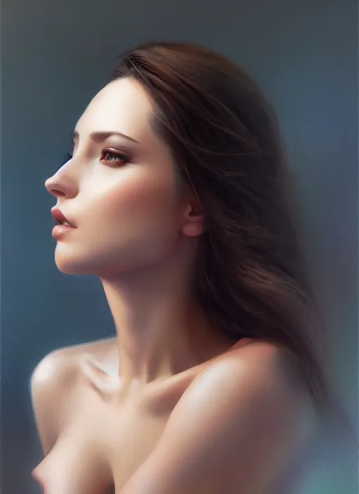 Image similar to photo of a gorgeous young woman in the style of stefan kostic, realistic, half body shot, sharp focus, 8 k high definition, insanely detailed, intricate, elegant, art by stanley lau and artgerm