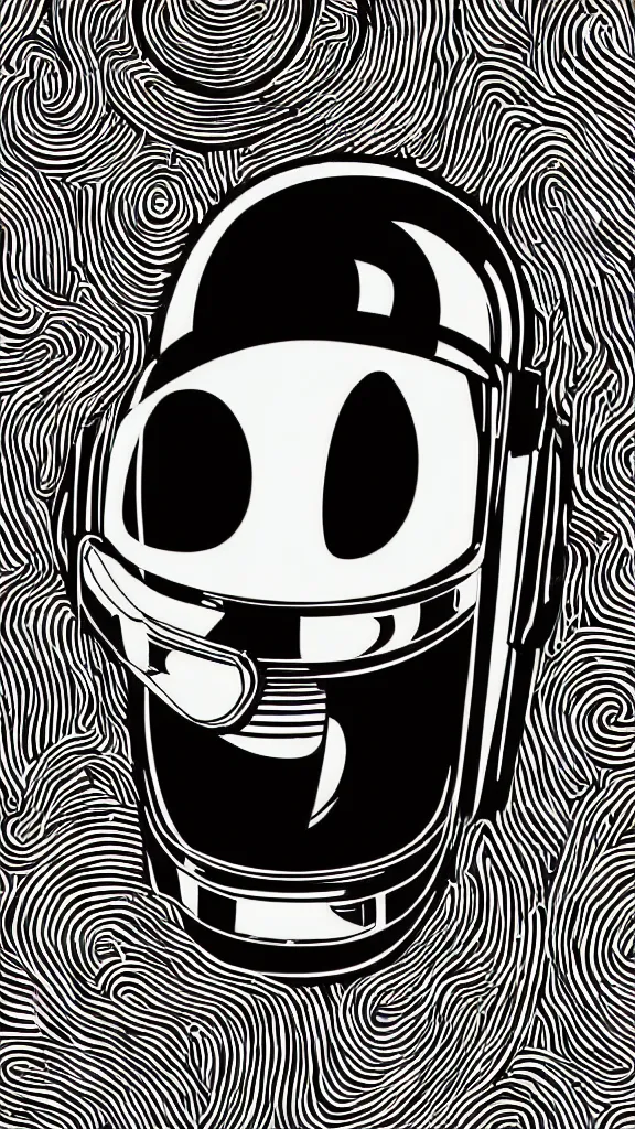 Image similar to Daft Punk logo by mcbess, full colour print, Techno concert advert