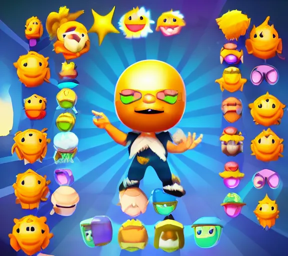 Image similar to cute sun headed 3 d character,'character select screen '!!!! game ui, crisp, ultra graphics, 4 k image